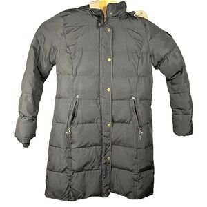 Lauren Ralph Lauren Women's Black Faux Fur Puffer Coat Hooded Winter Warm